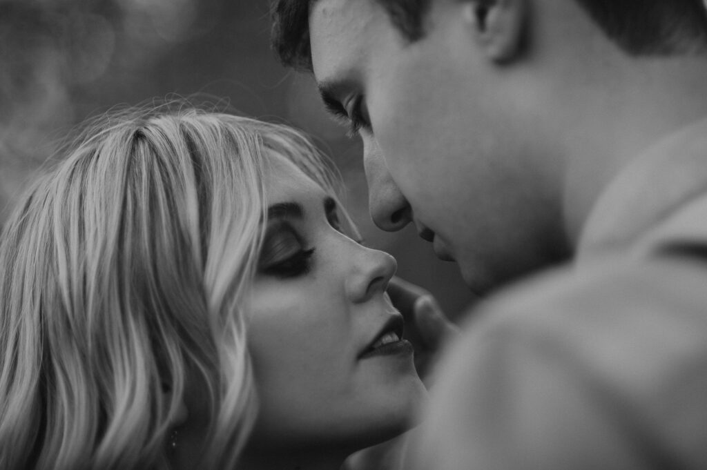 Detail lovers close up black and white